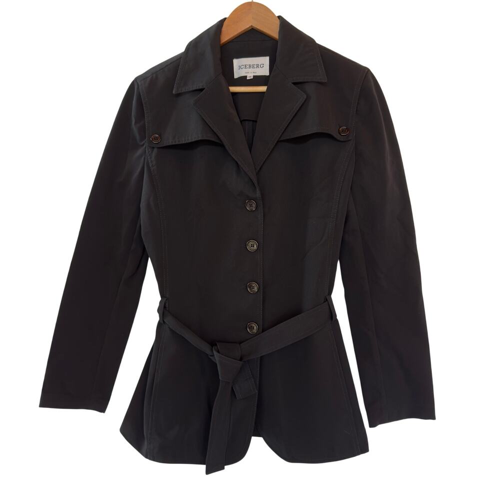 Iceberg - Made in Italy, vintage black trench coat, size 46